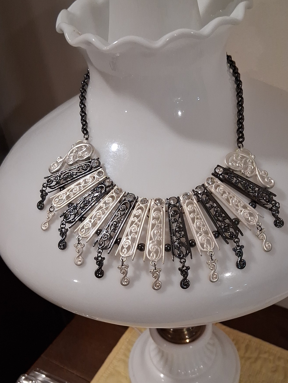Black & Silver Statement Fringe Necklace Fox's